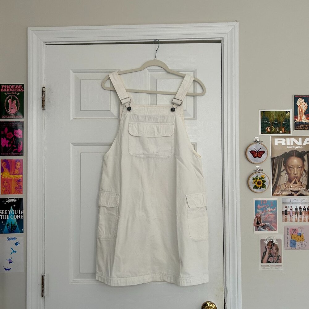 White Denim Pinafore Dress